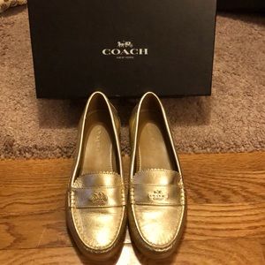 ✨Authentic gold Coach loafers ✨